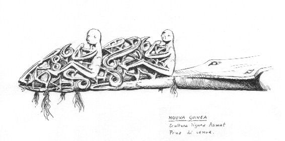 81-scultura lignea su prua canoa-Asmat-Nuova Guinea